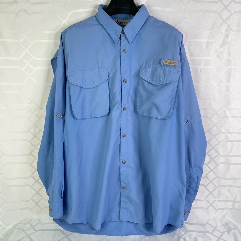 Columbia PFG Tamiami Vented Fishing Shirt Light Blue XL